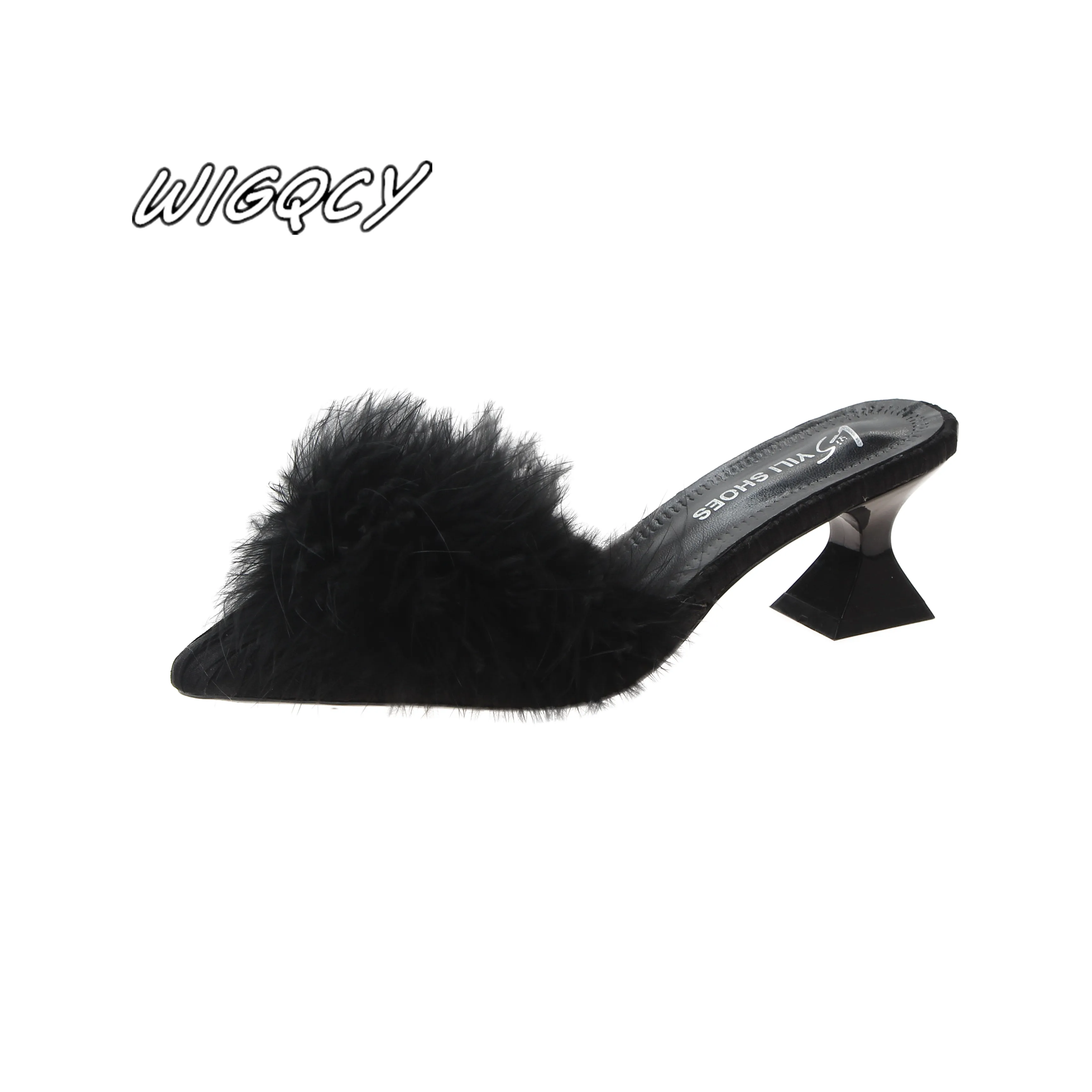 Top Trends: 2020 New Women's Set Toe-shaped Non-slip High Heels Fashion Rubber Bottom Elastic Cloth Summer Shallow Fur Shoes Shoppable Styles