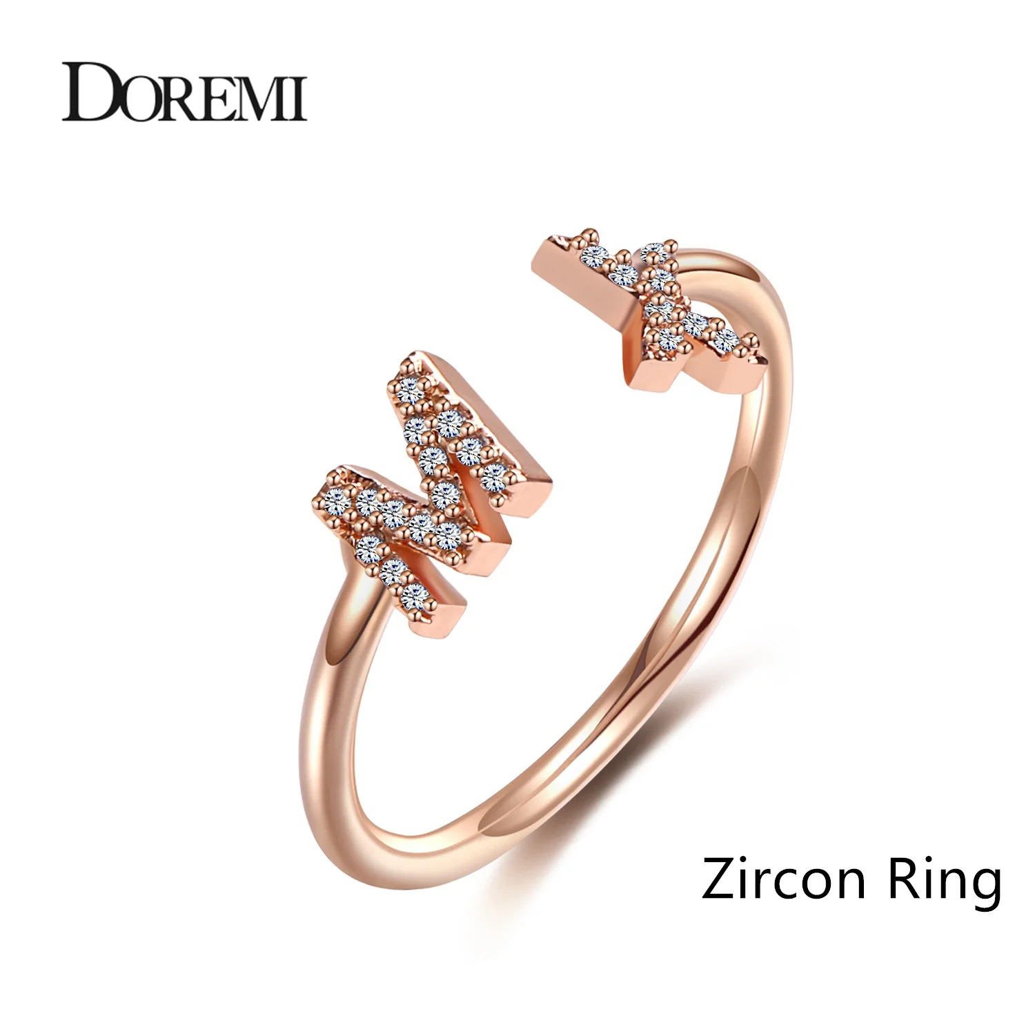 Top Trends: DOREMI Open Ring Custom Letter Jewelry Iced Out Zircon Stone Geometric Letters Fashion Ring For Women Handmade Jewelry For Gifts Shoppable Styles