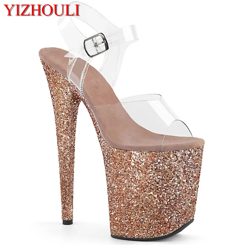 Top Trends: 8 Inches, Summer Sandals, Transparent Vamp, Sequined Soles For Parties And Nightclubs, 20cm High Heel Models, Dancing Shoes Shoppable Styles