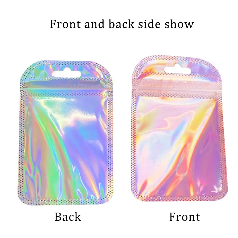 Top Trends: 50pcs Iridescent Self Sealing OPP Bags Pouches Laser Iridescent Zip Lock Bag Resealable Packaging JewelryRetail Bag Pouches Bags Shoppable Styles - Image 3