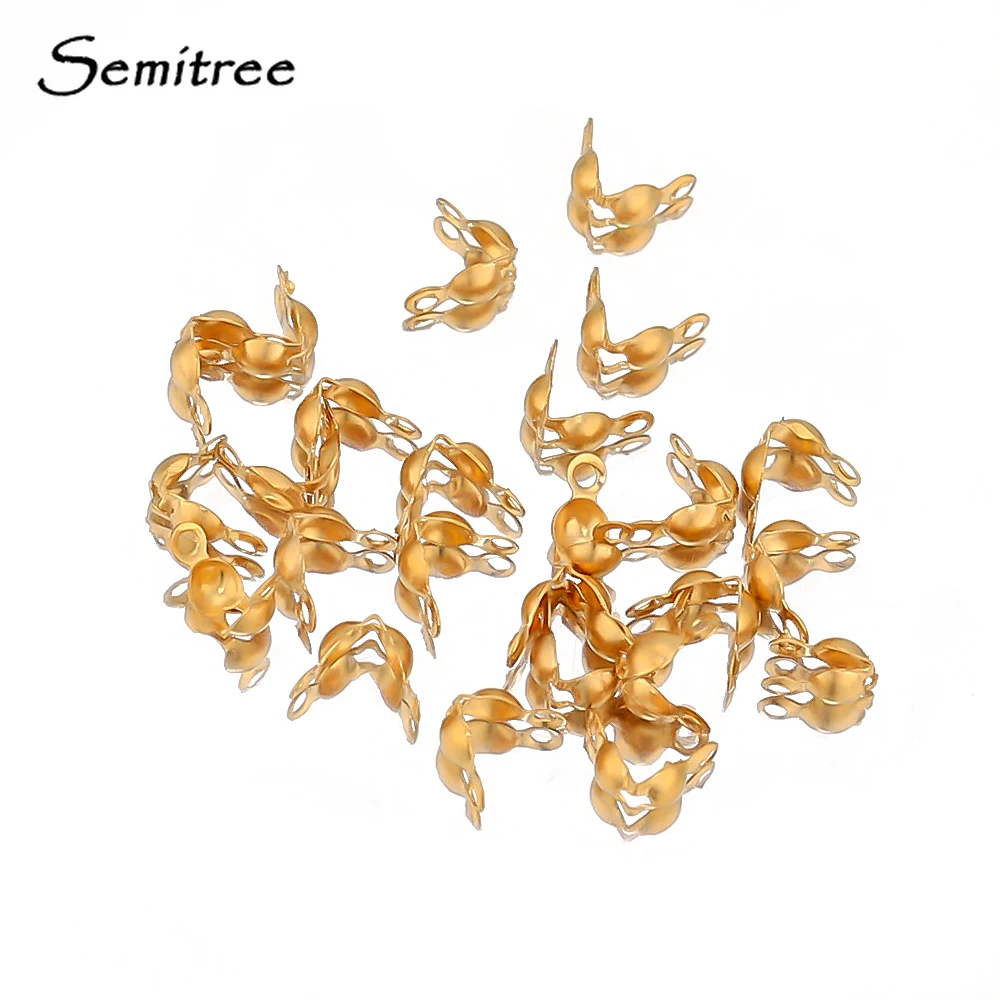 Top Trends: 50-100pcs 18k Gold Stainless Steel Ball Chain Calotte Crimps Beads Connector End Clasp DIY Jewelry Necklace Bracelets Supplies Shoppable Styles