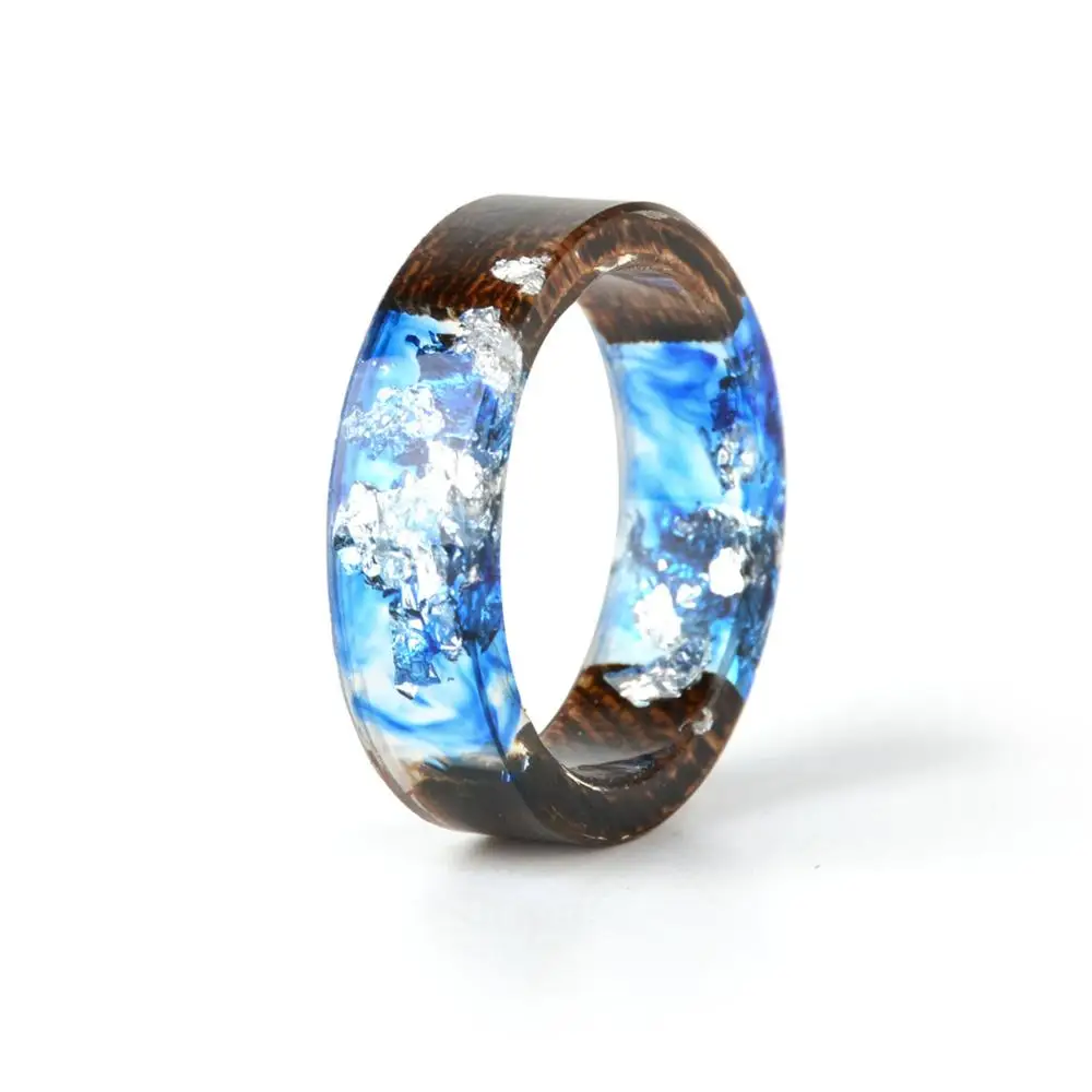 Top Trends: Wood Resin Ring Transparent Epoxy Resin Ring Fashion Handmade Dried Flower Wedding Jewelry Love Ring For Women 2019 New Design Shoppable Styles - Image 2