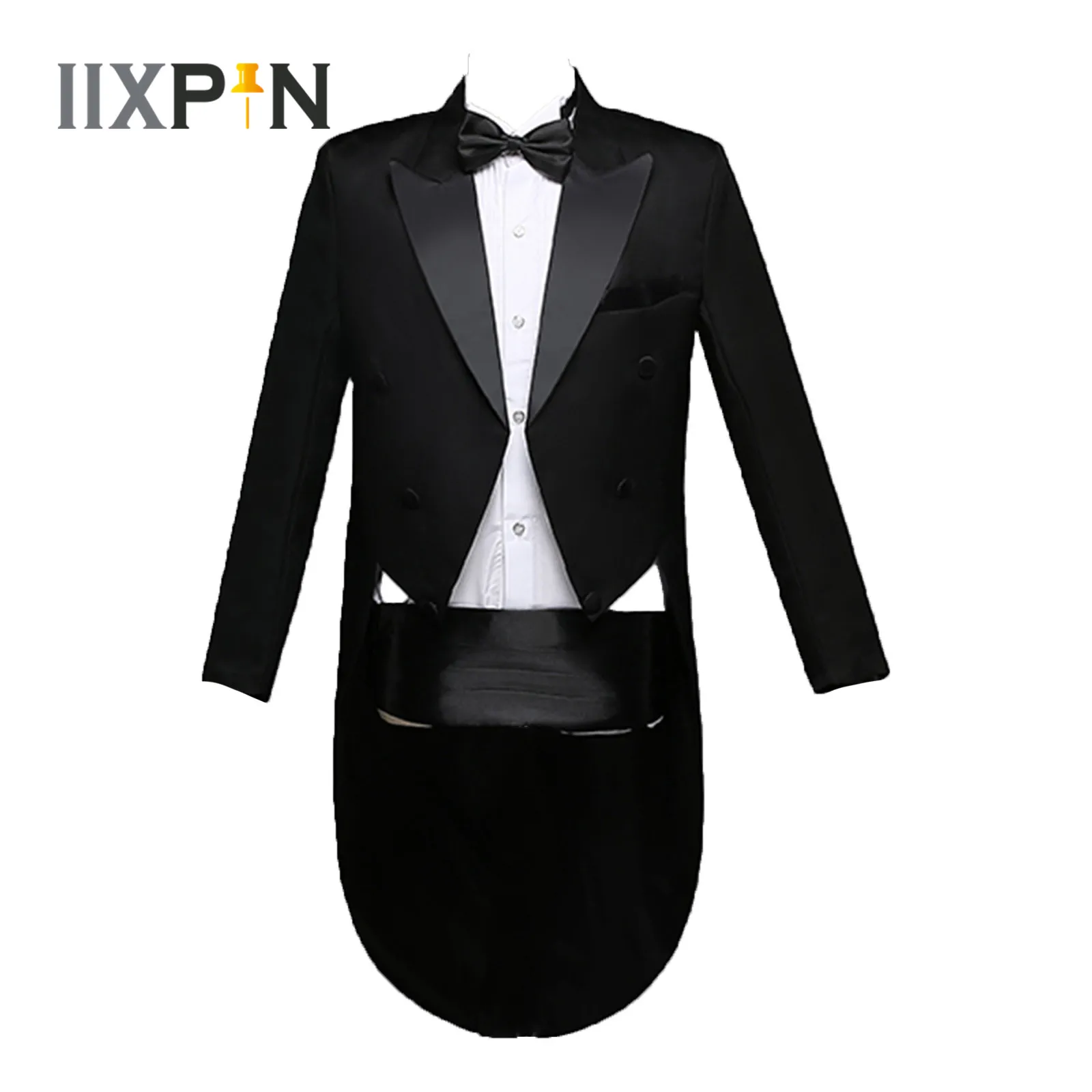 Top Trends: 4Pcs Men's Tailcoat Gentlemen Formal Tuxedo Suit Double-breasted Blazer Swallow-Tailed Coat Male Wedding Jackets Suits Blazers Shoppable Styles