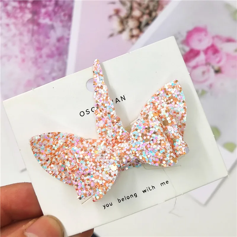 Top Trends: 1PCS Lovely Unicorn Leather Glitter 2.8 Inch Bow Elastic Hair Bands Hairpins Dance Party Korean Hair Accessories For Baby Girl Shoppable Styles - Image 4