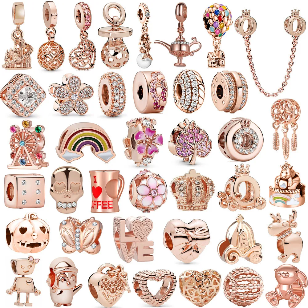 Top Trends: Mix Rose Gold Color Rhinestone Clip Bead Fit Charms Bracelet DIY Jewelry Making Shoppable Styles