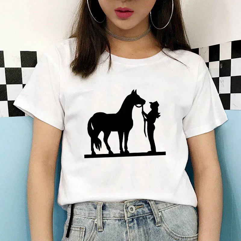 Top Trends: Punk COWGIRL AND HORSE T-shirt Women Sexy Tops Grunge Graphic T-shirt Harajuku Shirts For Women Aesthetic Tshirt Tee Tops Shoppable Styles - Image 2