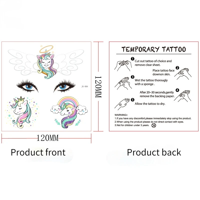 Top Trends: 1PCS Children's Carnival Party Face Stickers Tattoo Stickers Mermaid Dolphin Animal Dress Up Fun Tattoo Paper Temporary Tattoos Shoppable Styles - Image 2