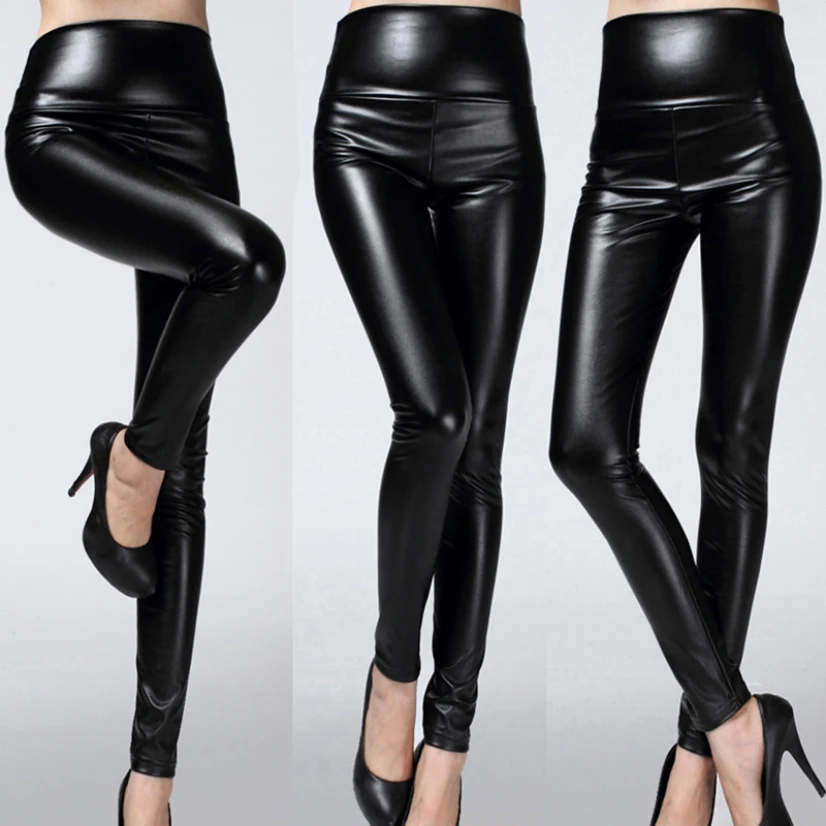 Top Trends: Women Sexy Faux Leather Leggings High Waist PU Fleece Female Plus Size Trousers Winter Pants Ladies Leggins Multicolor Fashion Shoppable Styles - Image 4