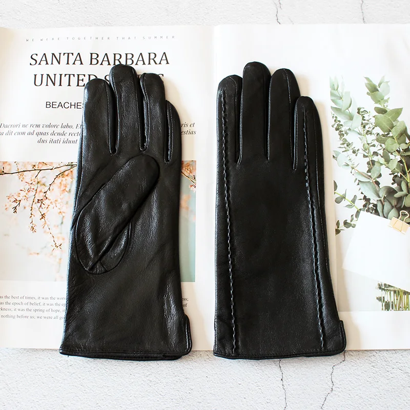 Top Trends: Winter Warm Driving Leather Gloves Fashion Simple Style Black Velvet Lining Outdoor Travel Motorcycle Riding Finger Gloves Shoppable Styles