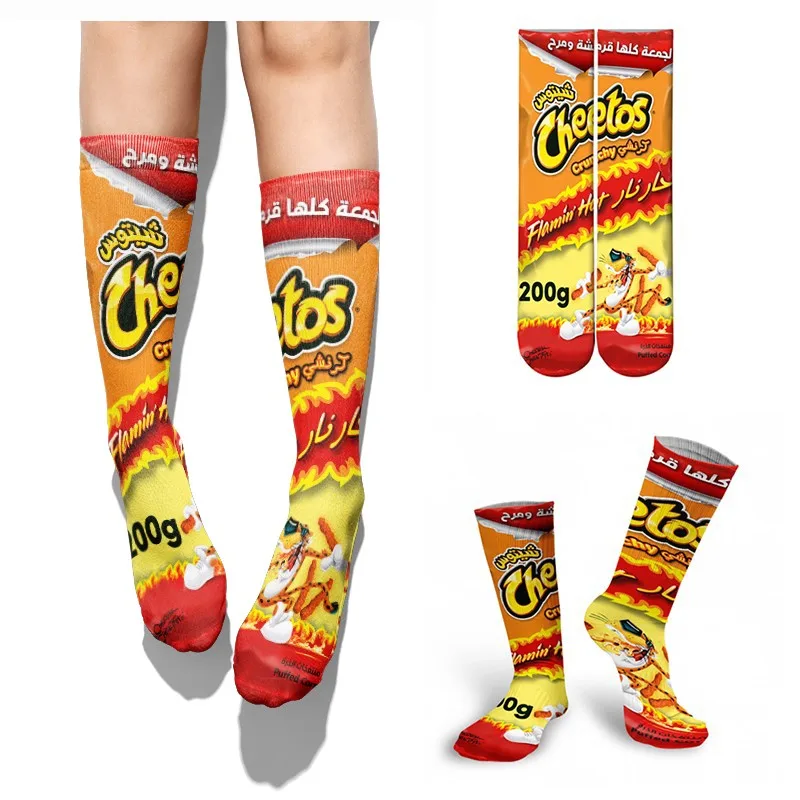 Top Trends: Funny 3D Printing Potato Chips Socks Female French Fries Packaging Design Unisex Socks Happy Harajuku Casual Fashion Long Socks Shoppable Styles