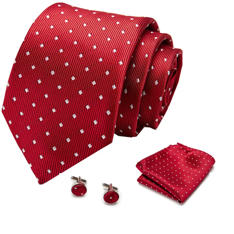 Top Trends: Men Tie Red Polka Dot Quality Wedding Tie For Men Tie Hanky Cufflink Silk Tie Set Designer Business Shoppable Styles