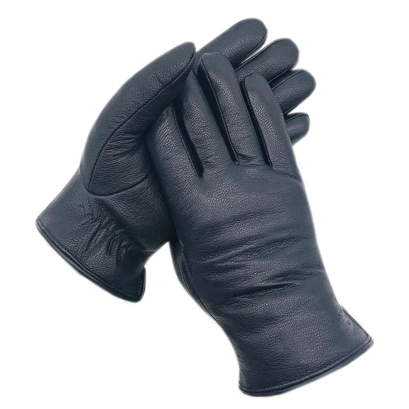 Top Trends: Winter Men&#039;s New Deerskin Thick Wool Gloves Warm Soft Unpatterned Deerskin Gloves Men&#039;s Gloves Black Lamb Wool Fully Lined Comfo Shoppable Styles