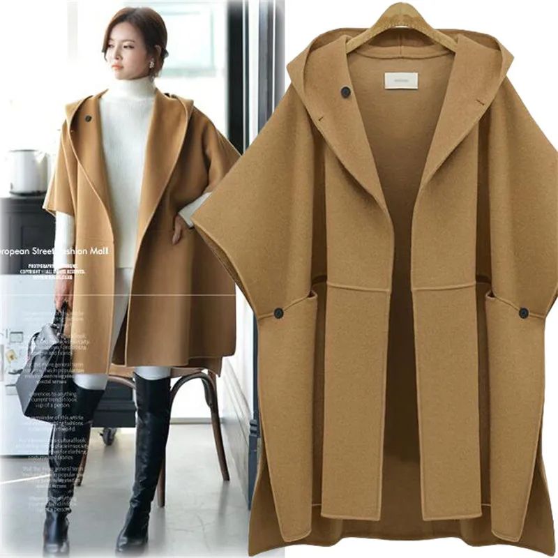 Top Trends: Autumn Winter Coat Women 2023 Casual Femmes Batwing Sleeve Thick Jackets Female Loose Hooded Wool Outerwear Casaco Feminino Shoppable Styles