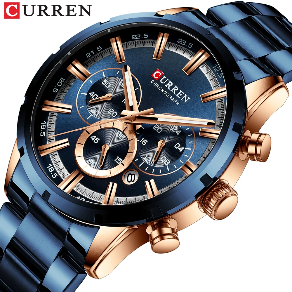 Top Trends: 2022 New CURREN Top Brand Mens Watches Luxury Chronograph Sport Waterproof Quartz Watch Men Full Steel Business Clock Wristwatch Shoppable Styles