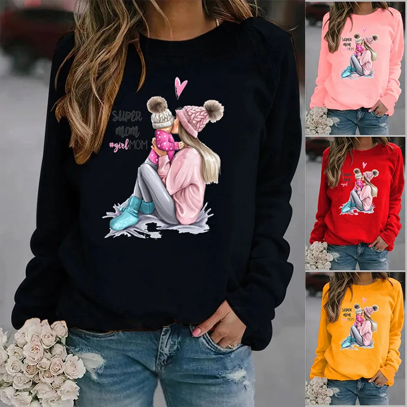 Top Trends: Super Mom Printed Hoodies Women Fleece Long Sleeve O Neck Loose Sweatshirt Girls Women Hoodie Pullovers Winter Autumn Shoppable Styles