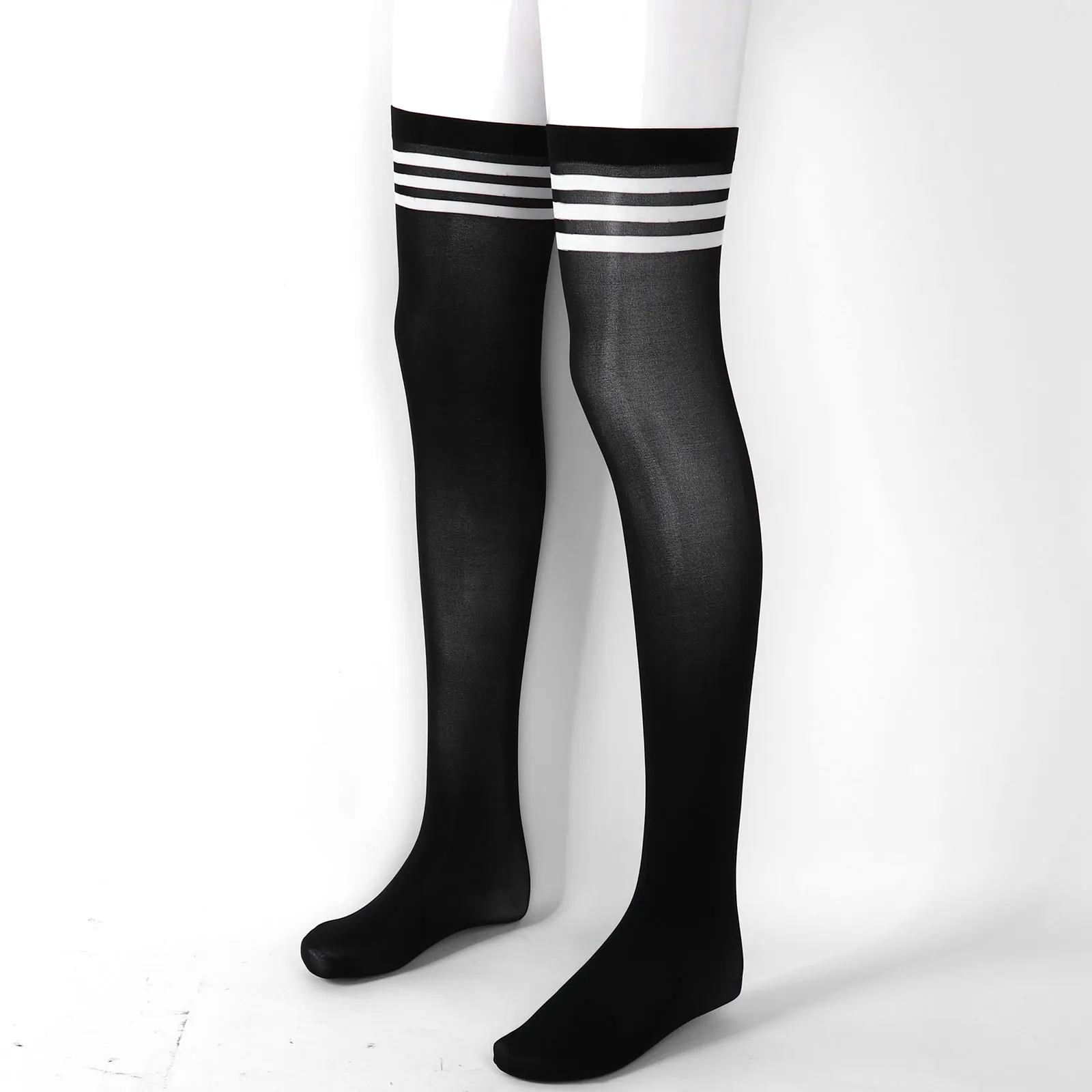 Top Trends: Men Women Striped Long Tube Socks Athletic Over Knee Open Toes Stocking See-though Thin Soccer Football Running Sock Shoppable Styles - Image 2