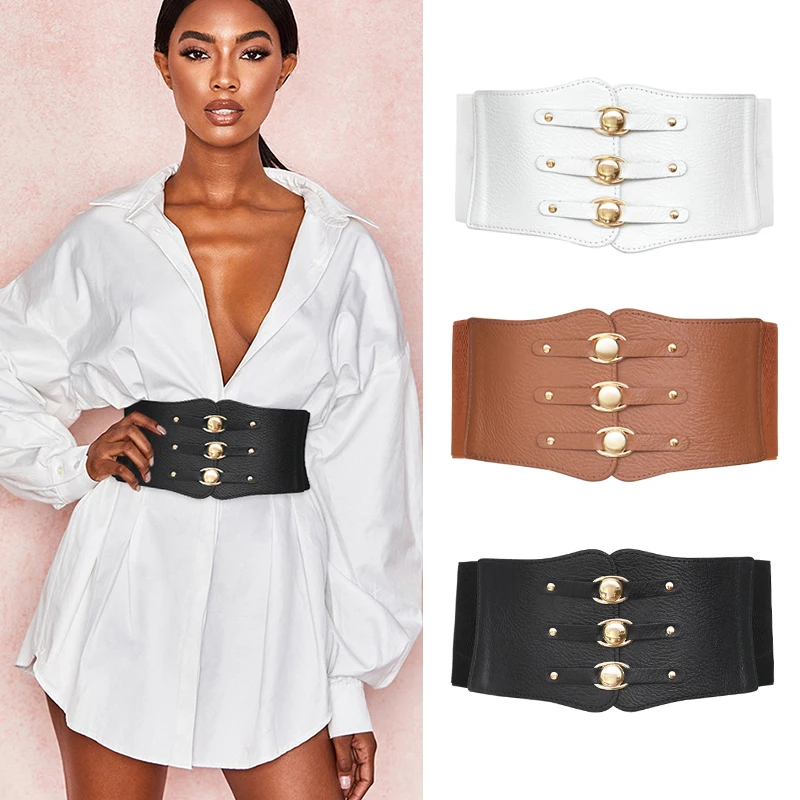 Top Trends: Elastic Wide Corset Belts For Women Waist Plus Size Belt Female Dress Waistband Big Stretch Cummerbunds Clothes Accessory Shoppable Styles