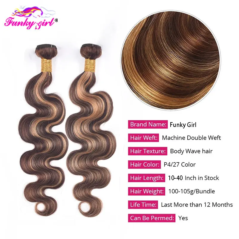 Top Trends: Highlight Body Wave Bundles P4 / 27 Blonde Brown Bundles Peruvian Hair Weave Bundles Ombre Human Hair Bundles Remy Hair Extensions Shoppable Styles - Image 3