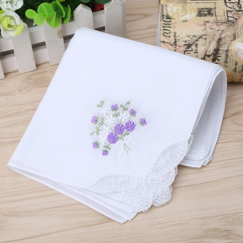 Top Trends: 6 Pcs Vintage Cotton Ladies Embroidered Lace Handkerchief Women Floral Hanky Shoppable Styles