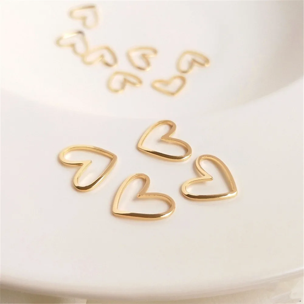 Top Trends: 14K Gold Plated Hollow Curved Heart Shaped Accessories Diy First Accessories Connected Earrings Hanging Ornaments Shoppable Styles