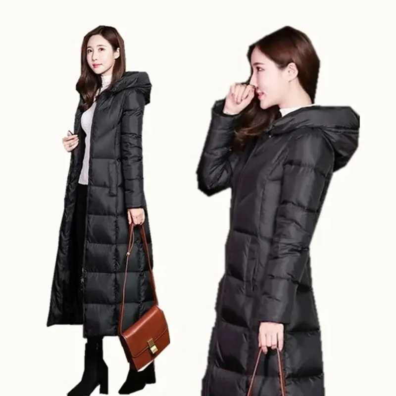 Top Trends: Winter Jackets Women Coat Female Slim Parka Over-Knee Cotton Padded Korea Hooded Warm Black Solid Long Coat Shoppable Styles