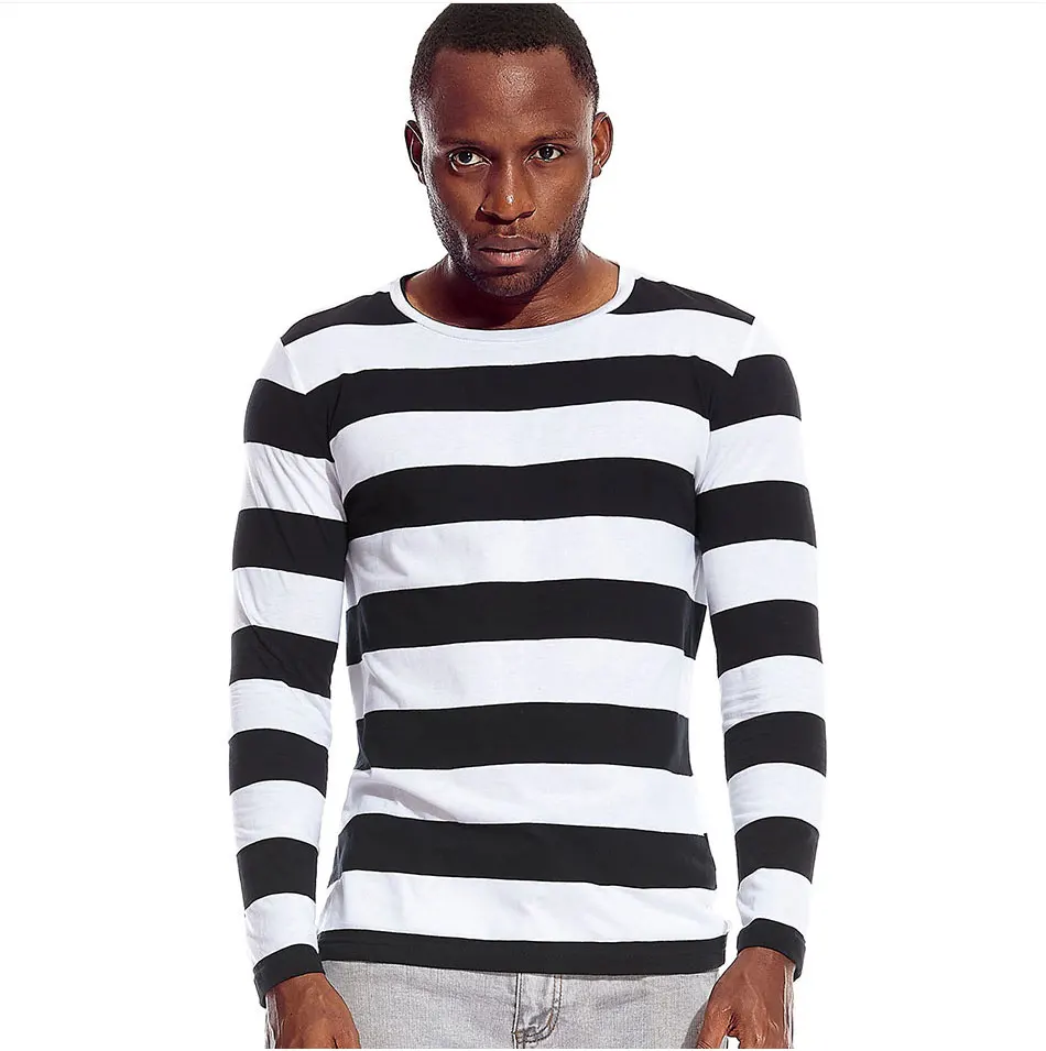 Top Trends: T Shirts Stripes Long Sleeve Tees For Men Round Neck Men Striped Leisure Casual Red White Cos Cosplay Halloween Costume Party Shoppable Styles