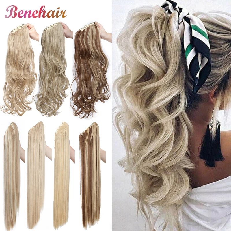 Top Trends: BENEHAIR Fake Ponytail Claw On Ponytail Long Wavy Clip In Hair Extension Hair Synthetic Hairpiece For Women Pony Tail Fake Hair Shoppable Styles