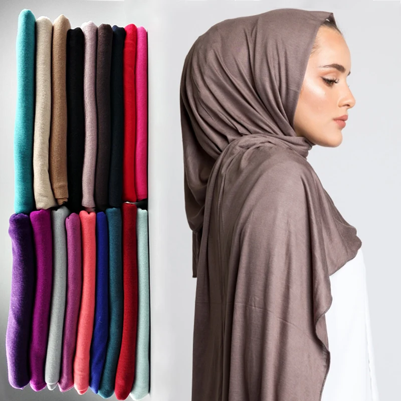 Top Trends: Ramadan Modal Cotton Jersey Hijabs For Woman Long Muslim Scarf Shawl Plain Soft Turban Tie Head Wraps For Women Islamic Clothing Shoppable Styles