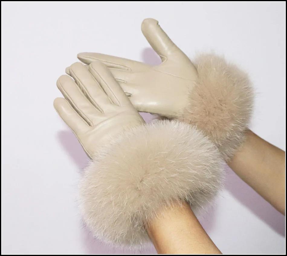 Top Trends: High-grade Women's Leather Gloves Sheepskin Winter Warm Plus Velvet Thick Cuffs Big Fox Fur Fur Gloves Touch Screen Gloves 2023 Shoppable Styles - Image 2