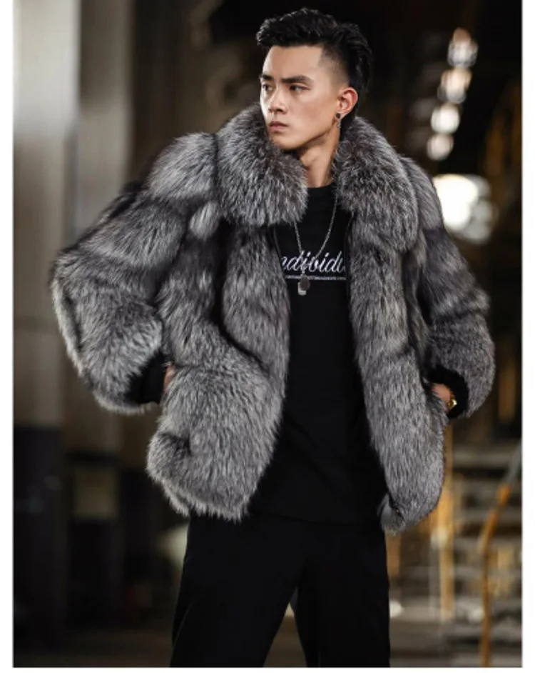 Top Trends: Luxury Winter Warm Jackets Men Warm Furry Coats Faux Fox Fur Outwear For Men Winter New Outwear Jackets Black Fur Coat Shoppable Styles