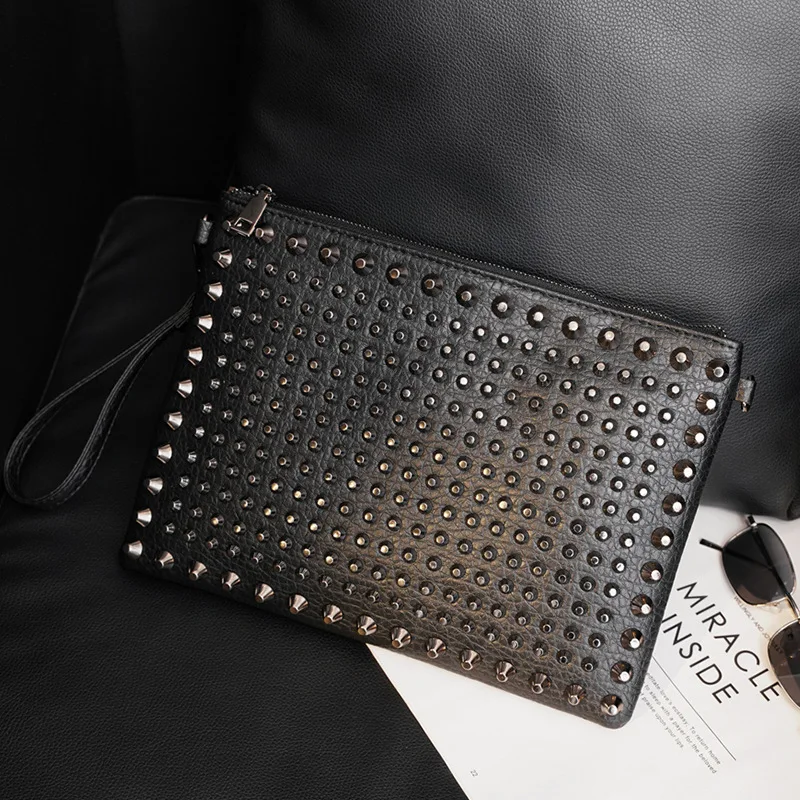 Top Trends: Fashion Rivet Clutch Men Handbag Business Luxury Bag Men&#039;s Clutches Large Capacity Long Wallet Hand Bag Envelope Purse 2021 New Shoppable Styles