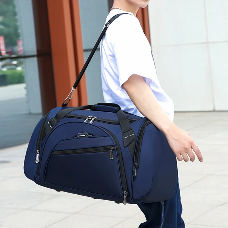 Top Trends: 2021 New Men Travel Bag Large Capacity Portable Handbag Quality Nylon Shoulder Bags Casual Duffel Bag Solid Luggage Bags XA414F Shoppable Styles