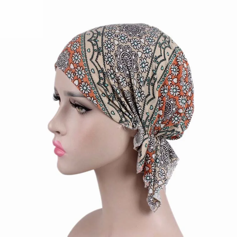 Top Trends: New High Quality Women Stretchy Turban Cotton Beanie Pre Tied Scarf Head Scarf Chemo Hat Cancer Scarves Lady Hair Accessories Shoppable Styles - Image 4