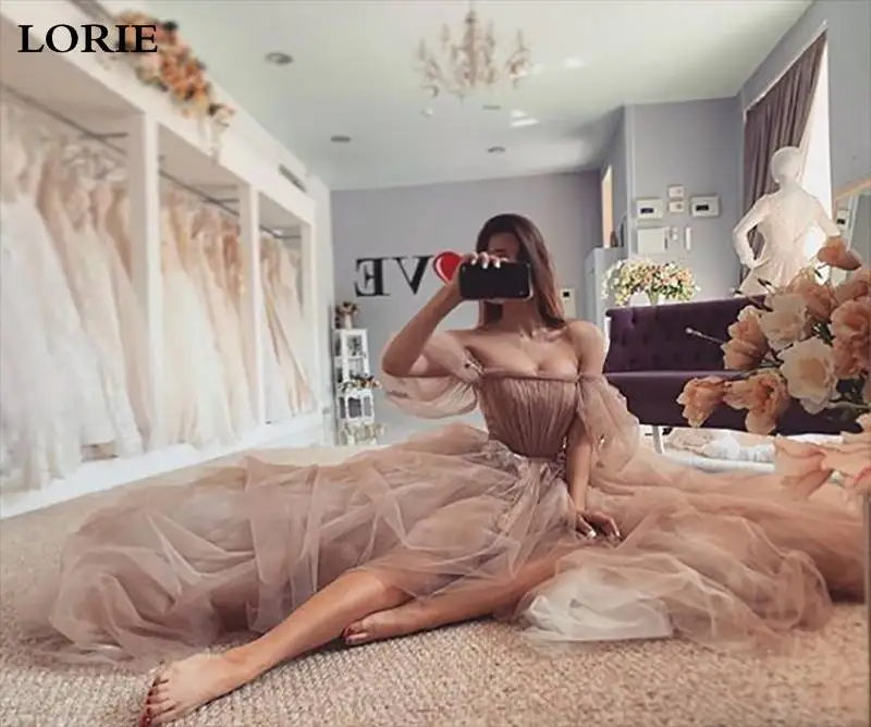 Top Trends: LORIE Dirty Pink Fairy Wedding Dresses 2021 Off The Shoulder Puff Sleeve Bride Dresses Flowers Wedding Gown Custom Made Shoppable Styles - Image 5