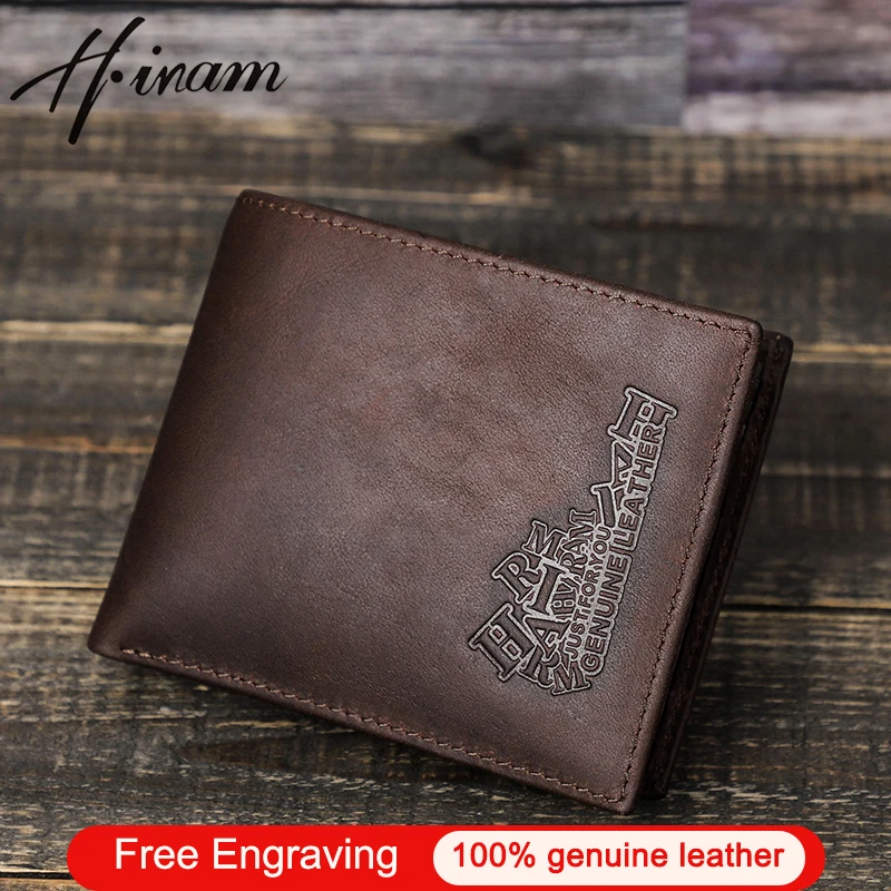 Top Trends: Genuine Leather Wallet Men Short High Quality Male Purses RFID Vintage Bifold Wallets Clutch Card Holder Coin Pocket Engraving Shoppable Styles