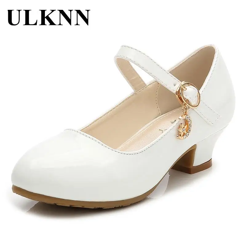 Top Trends: Children Girls Leather Shoes White Princess High Heel Shoes For Kids Girls Performance Dress Student Show Dance Sandals 26-41 Shoppable Styles