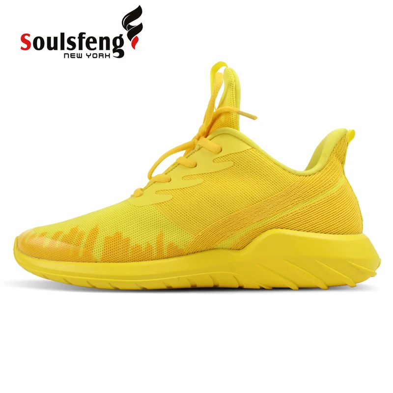 Top Trends: Soulsfeng Spring Summer Yellow Knitted Sneakers Shock-absorbing Non-slip Running Shoes Men's Lightweight Fashion Outdoor Shoes Shoppable Styles