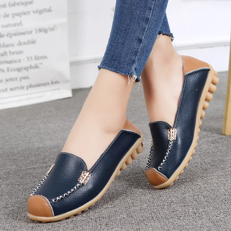 Top Trends: New Spring Autumn Shoes Woman Genuine Leather Women Flats Female Moccasins Shoe Slip On Women&#039;s Loafers Big Size 35-44 Shoppable Styles