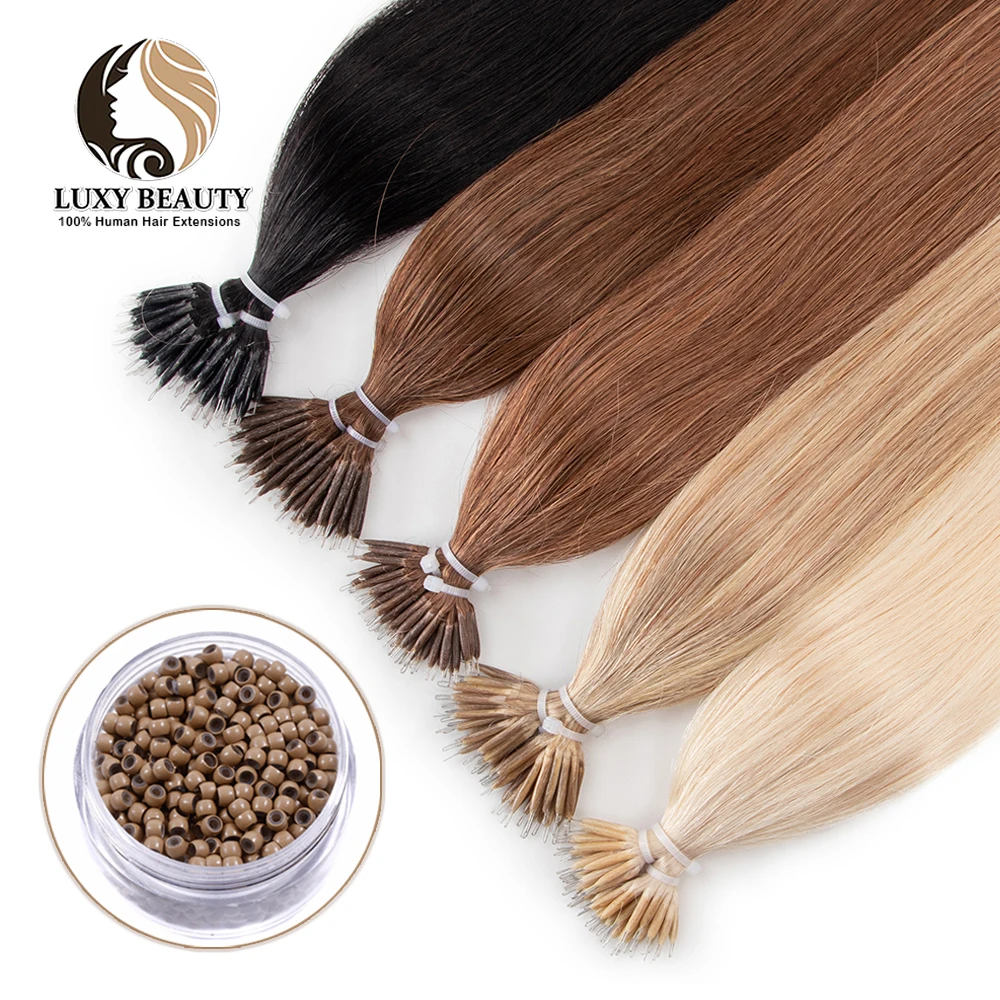 Top Trends: Nano Rings Hair Extension With Silicone Beads Invisible Non-remy Micro Bead Hair Extensions 50 Strands Black Brown Blonde Shoppable Styles