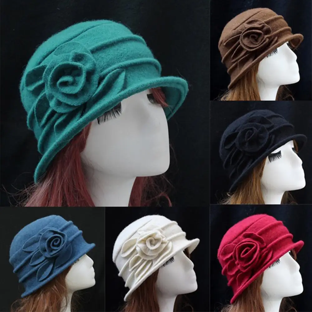 Top Trends: HOT SALES！！！New Arrival Vintage Women Wool Church Cloche Flapper Hat Lady Bucket Winter Flower Cap Wholesale Dropshipping Shoppable Styles