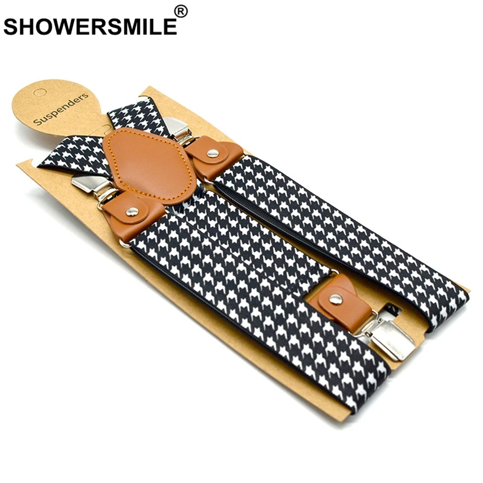 Top Trends: Houndstooth Suspenders Men For Pants Fashion Casual Straps With Leather Adjustable 3 Cilps Y Back Braces Male Belts 120cm*3.5cm Shoppable Styles