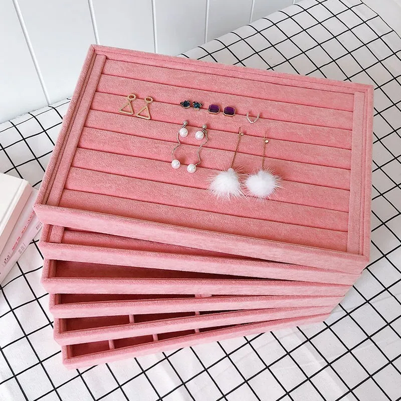 Top Trends: Pink Velvet B / M / S Necklace Earrings Storage Box Showcase Jewellery Stand Holder Ring Jewelry Display Organizer Case Tray Holder Shoppable Styles