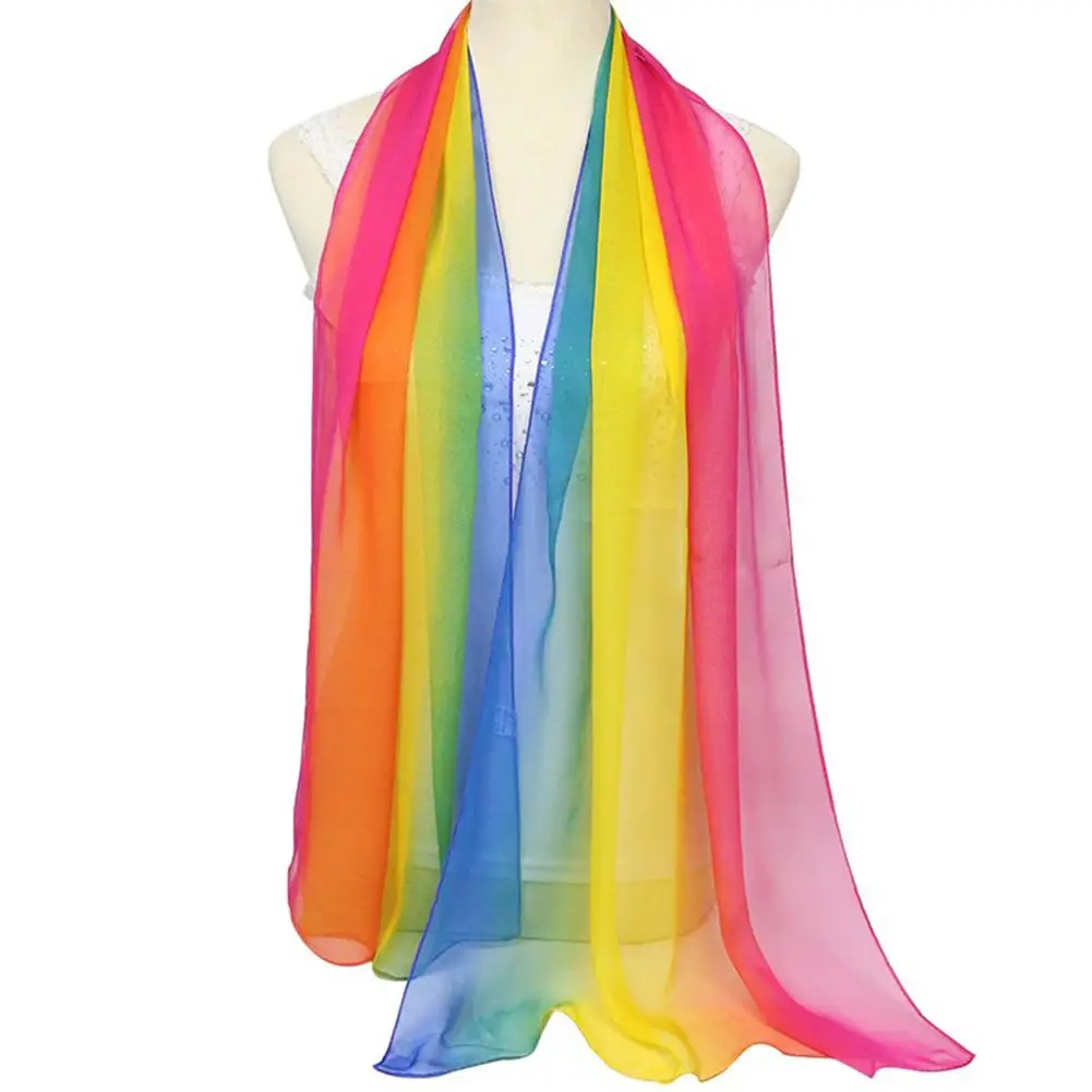 Top Trends: 1 PC Lady Scarf Women Gradient Rainbow Color Long Wrap Women&#039;s Shawl Scarf Foulard Hijab Scarf Top Sale Shoppable Styles