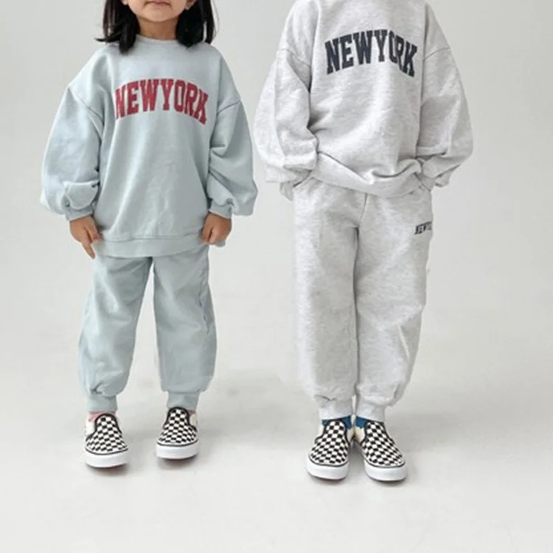 Top Trends: 2023 Autumn New Kids Suit Fashion Letter Print Girls Set Korean Long Sleeve Top And Pant 2Pcs Casual Children Clothes Shoppable Styles