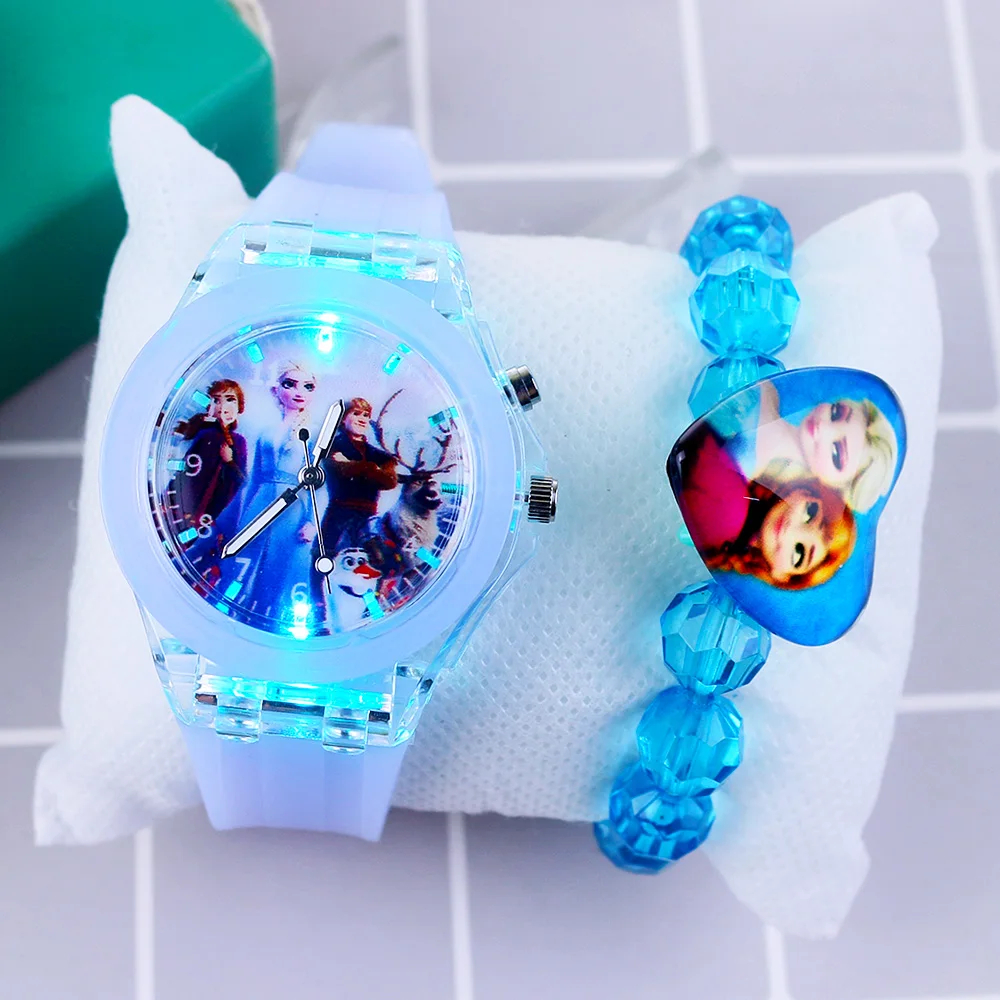 Top Trends: Flash Light Children Watches With Bracelet Silicone Strap Princess Elsa Frozen Sophia Girls Watch Student Clock Reloj Infantil Shoppable Styles