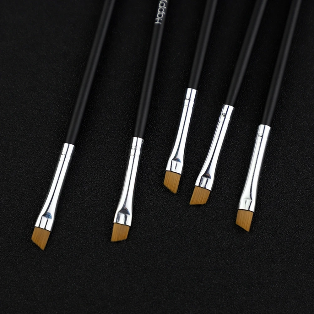 Top Trends: 5Pcs Professional Black Eyebrow Inclined Flat Angled Brush Makeup Tool Wooden Pole Eyeliner Eyeshadow Eye Brow Women Cosmetic Shoppable Styles