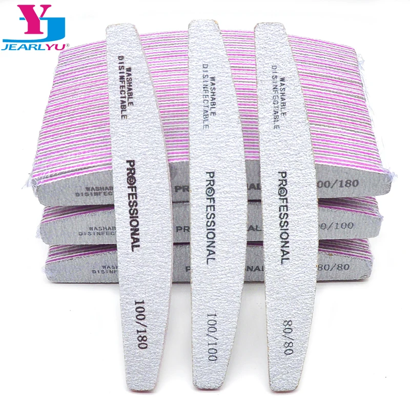 Top Trends: 50 / 25 Pcs / Pack Professional Washable Nail Files 100 To 180 Half Moon Strong Sandpaper Durable File Nails Tools Manicure Supplies Shoppable Styles