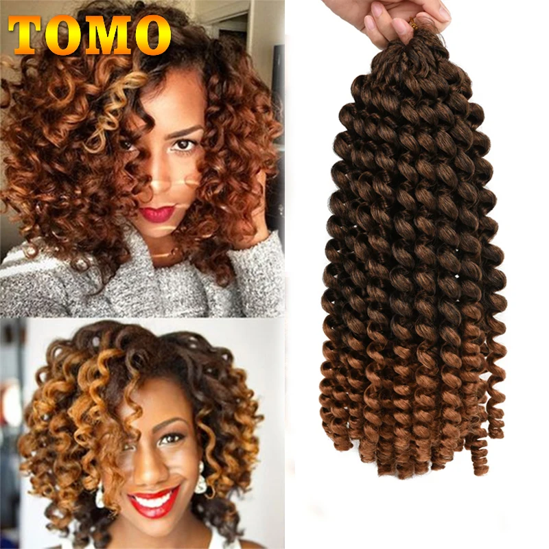 Top Trends: TOMO 8 12 Inch Short Curly Synthetic Hair Jamaican Bounce Wand Curl Braiding Hair 20 Roots Ombre Brown Crochet Hair Extensions Shoppable Styles