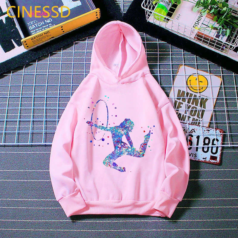 Top Trends: Watercolor Gymnastics Art Print Sweatshirts Girls GYM Lover Birthday Gift Pink Top Thick Clothes Kids Custom Hooodie Wholesale Shoppable Styles - Image 4