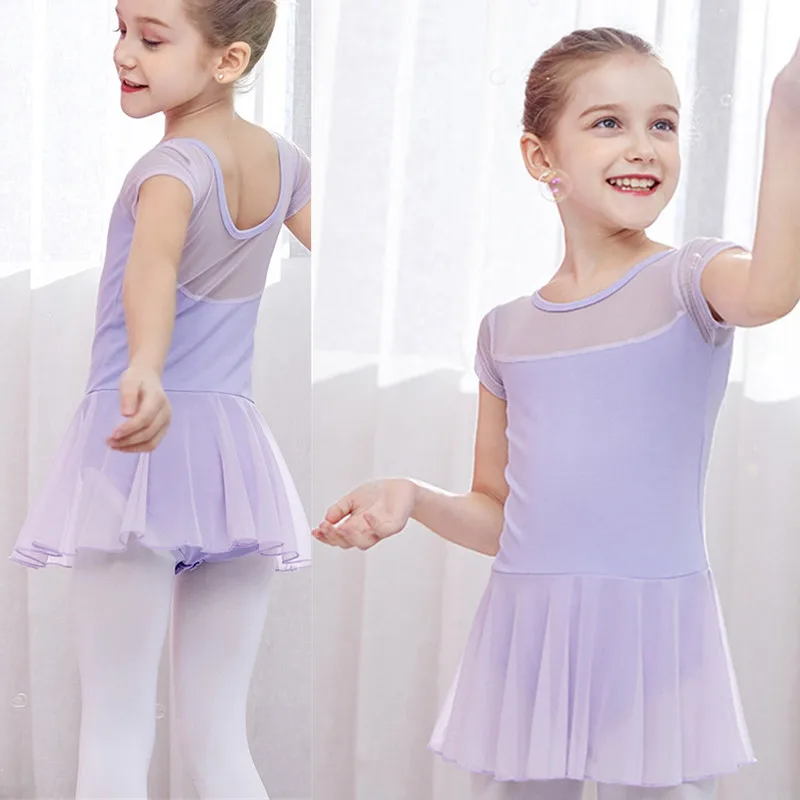 Top Trends: Ballet Dress Gymnastics Leotards For Girls Short Sleeve Mesh Splicing Exercise Clothes Dancewear Costumes Test Dance Clothes Shoppable Styles